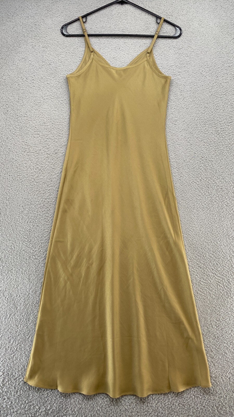 Allsaints Slip Dress Womens Small Tierny Coni 90s Midi Y2K Metallic Olive Gold