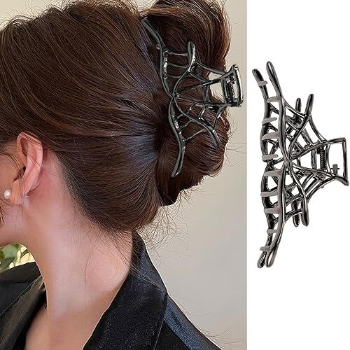 1Pcs Halloween Hair Clips Strong Holds Spider Web Design Hair Black Spider Web