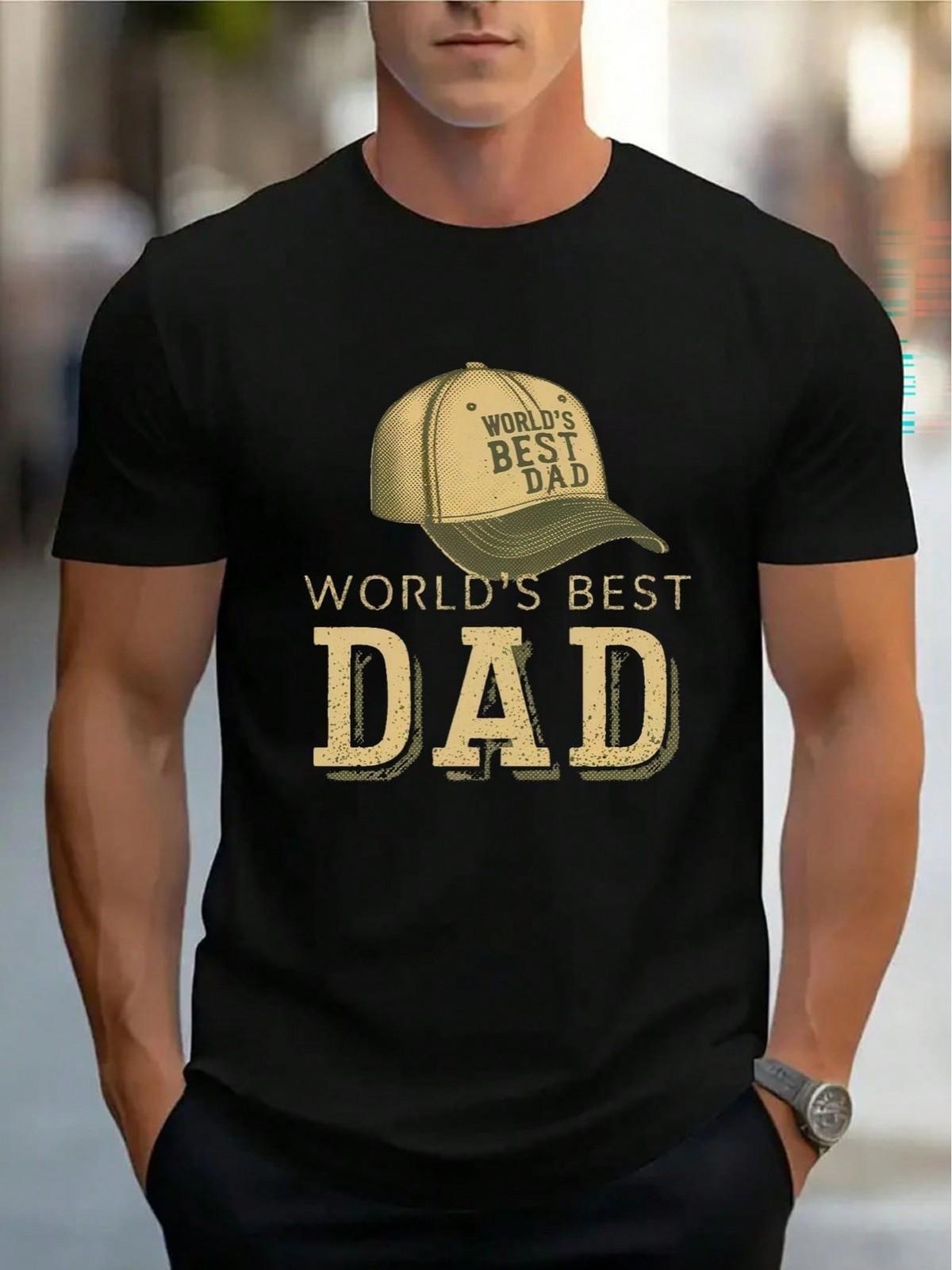 Men’s World’s Best Dad Men’s Tee, Vintage Graphic Short Sleeve Shirt for Father