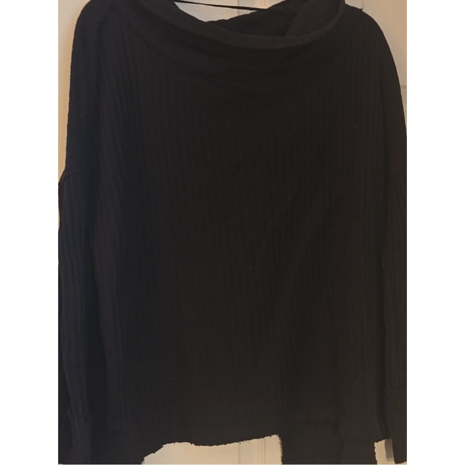 Free People Juicy Thermal Top Date Night Black Cowl Neck Oversized XS