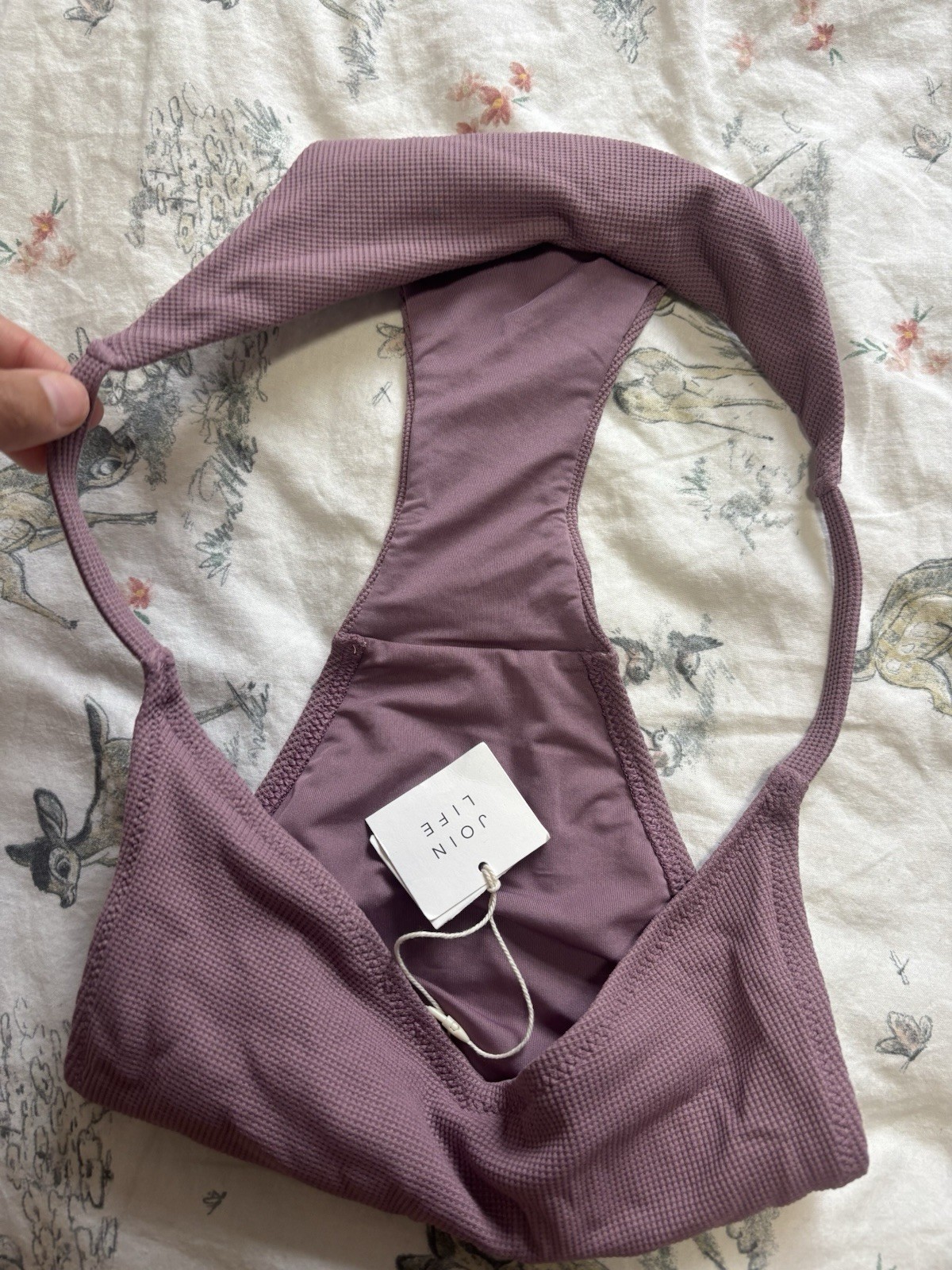 NEW WITH TAGS Oysho Join Life Bikini Bottoms dusky purple ribbed fabric Size M