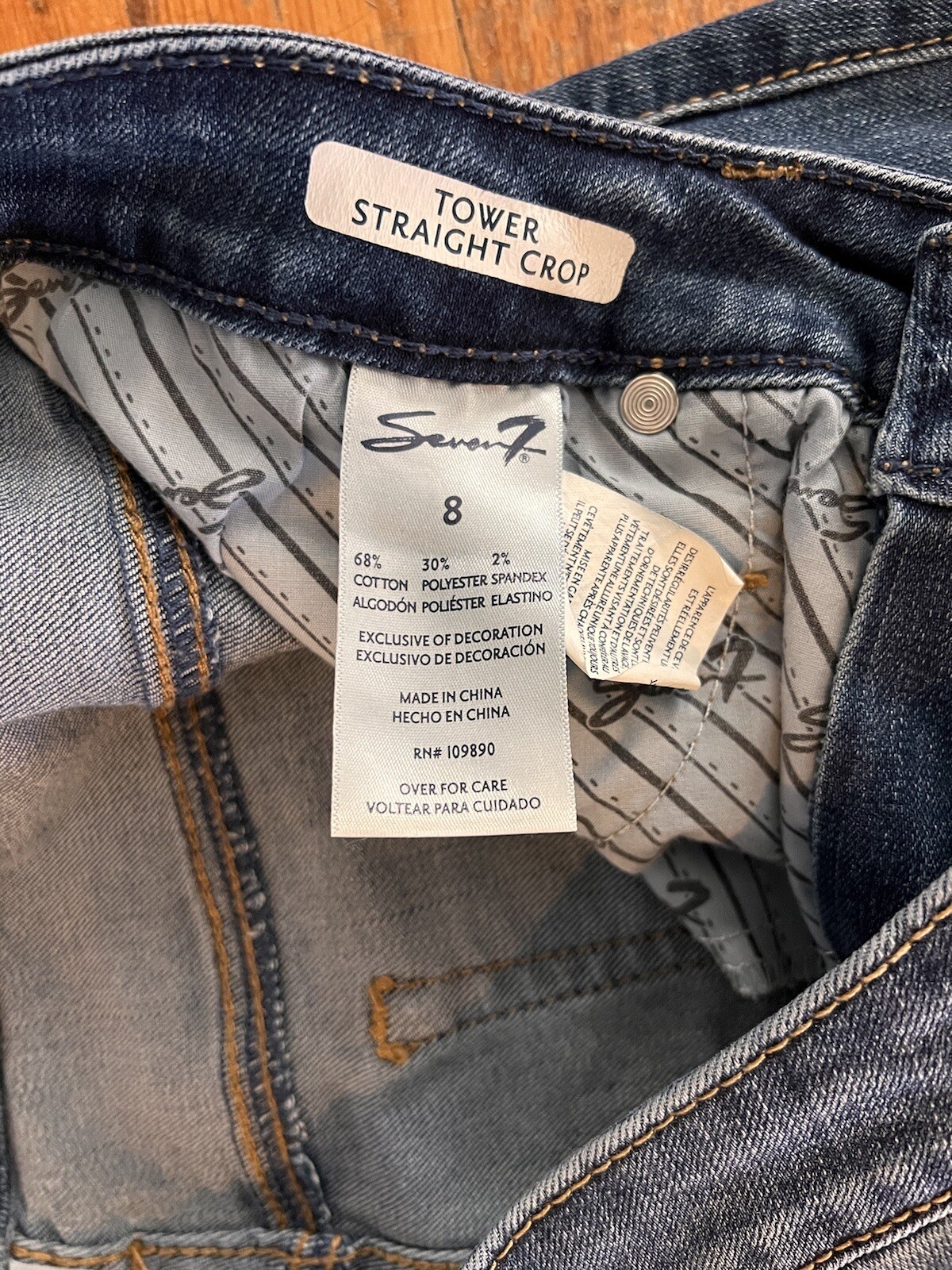 Seven7 Women’s Tower Crop Jeans Size 8 High Rise Straight Raw Hem Fray Stretch