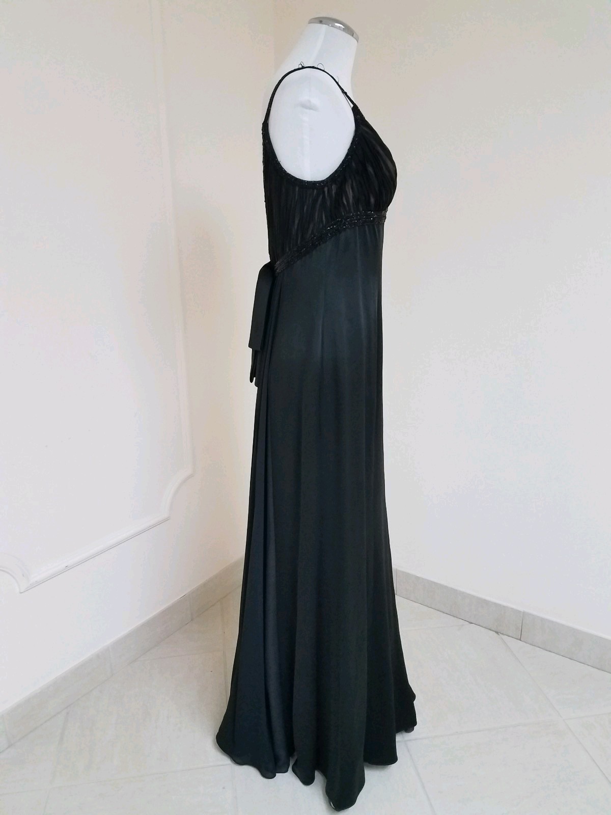 $1785 “Carmen Marc Valvo SIGNATURE” Fish Tail Bow Black Glamour Gown Dress 8 Med