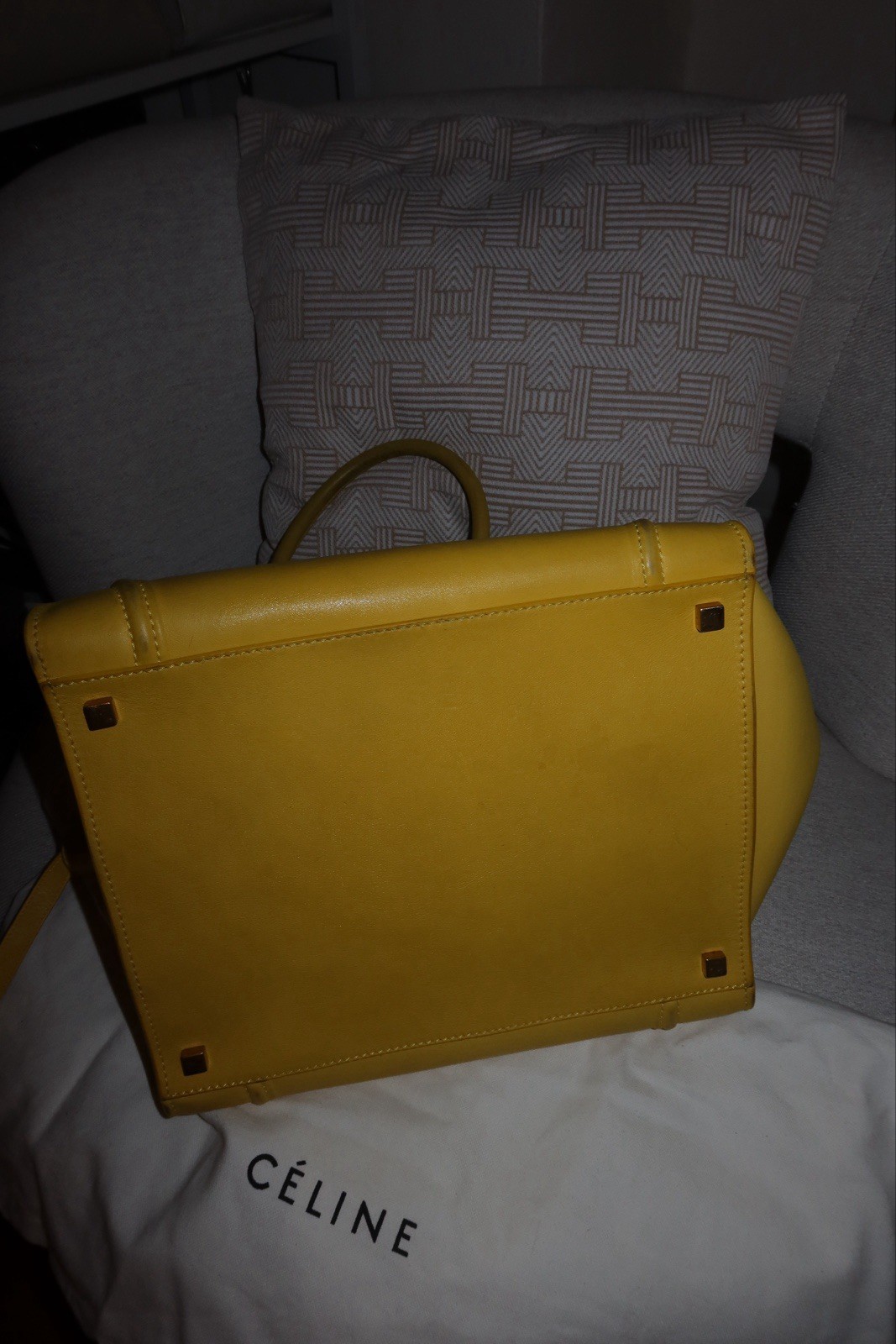 Celine Yellow Leather Medium Phantom Luggage Tote Bag $4200 With Dust Bag