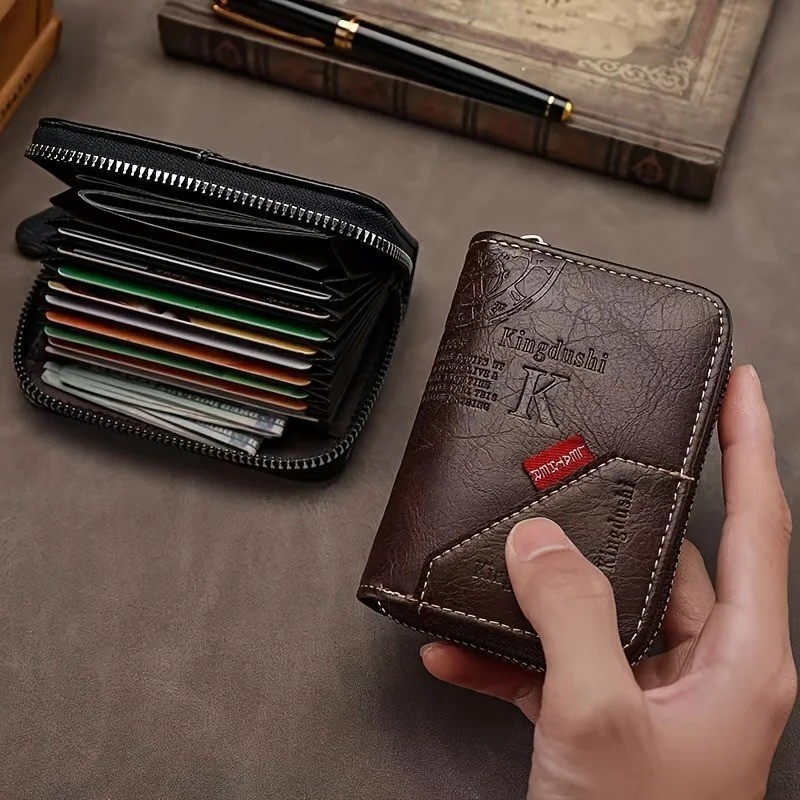 Mens RFID Blocking Leather Wallet Credit Card ID Holder Zipper Purse Waterproof