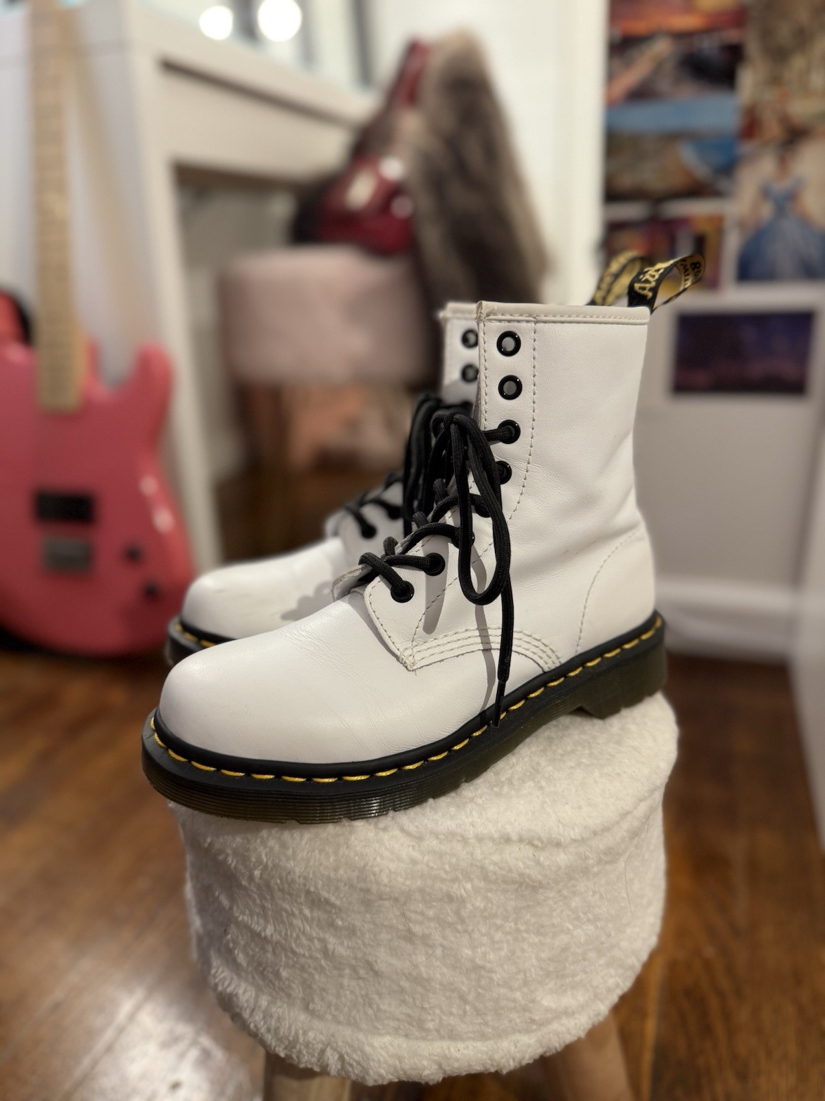 Dr. Martens 1460 Women’s White Leather Lace-Up Ankle Combat Boots US 6 EU 37