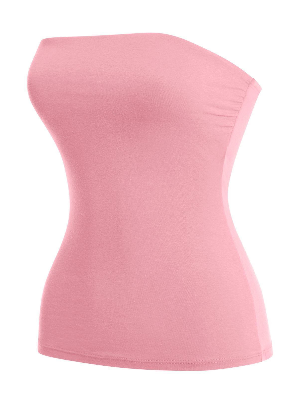 MixMatchy Basic Solid Stretchy Cotton Long Bandeau Tube Top