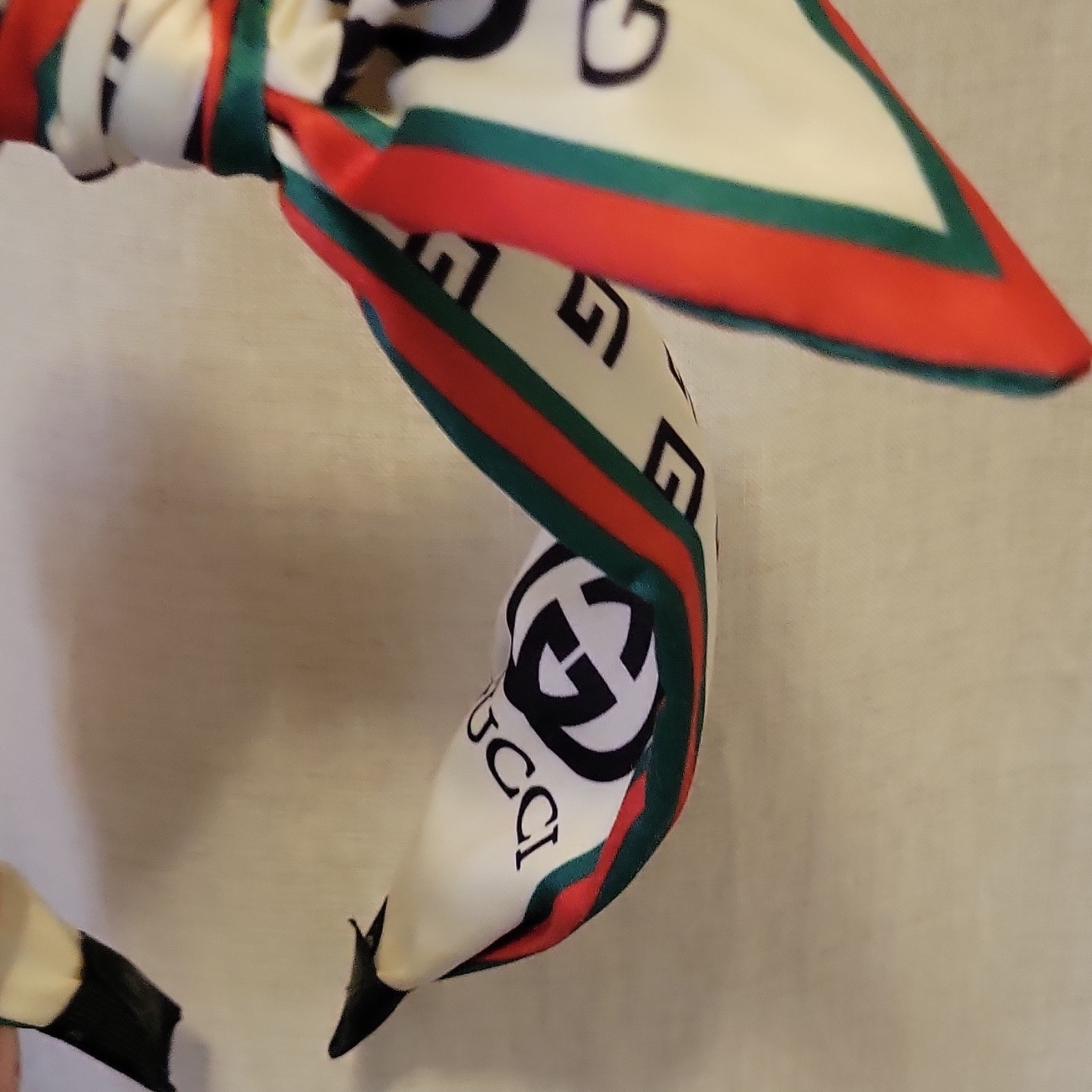 Gucci Logo Print Knotted Bow Headband for Women Fabric White Red Green Black