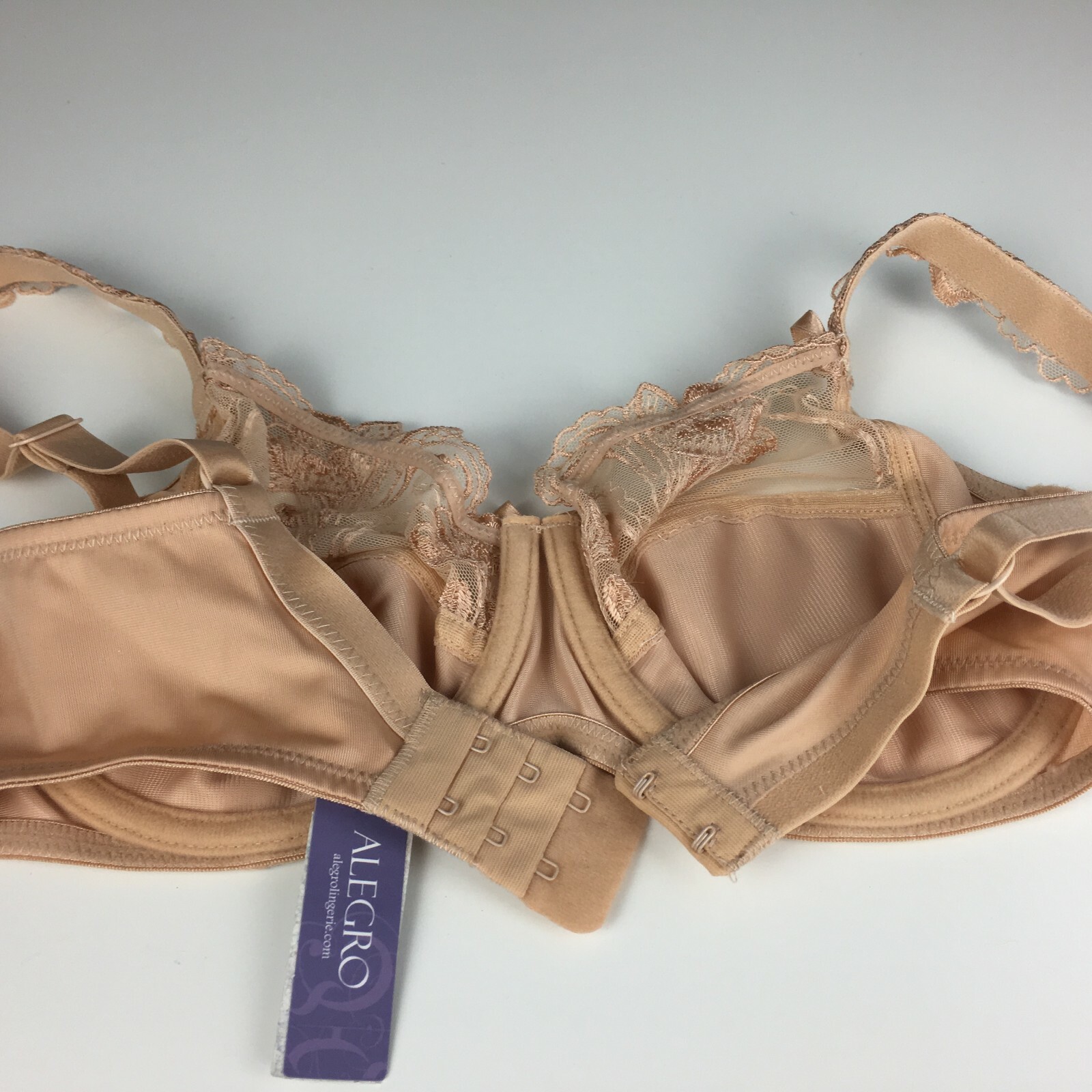 ALEGRO Sheer with Lace Underwire Sexy Lingerie Bra – Light Fawn 9006 – 30-40 NWT