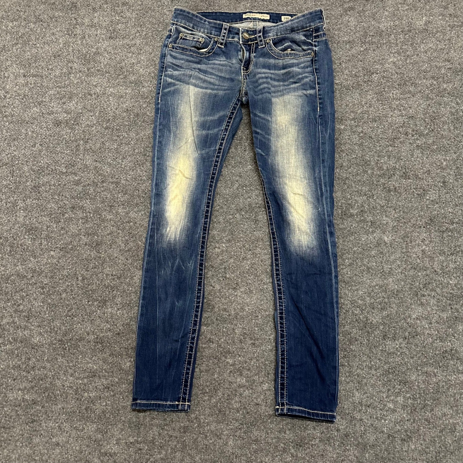 BKE Jeans Womens 28R Stella Medium Wash Skinny Low Rise Contrast Stitch Denim