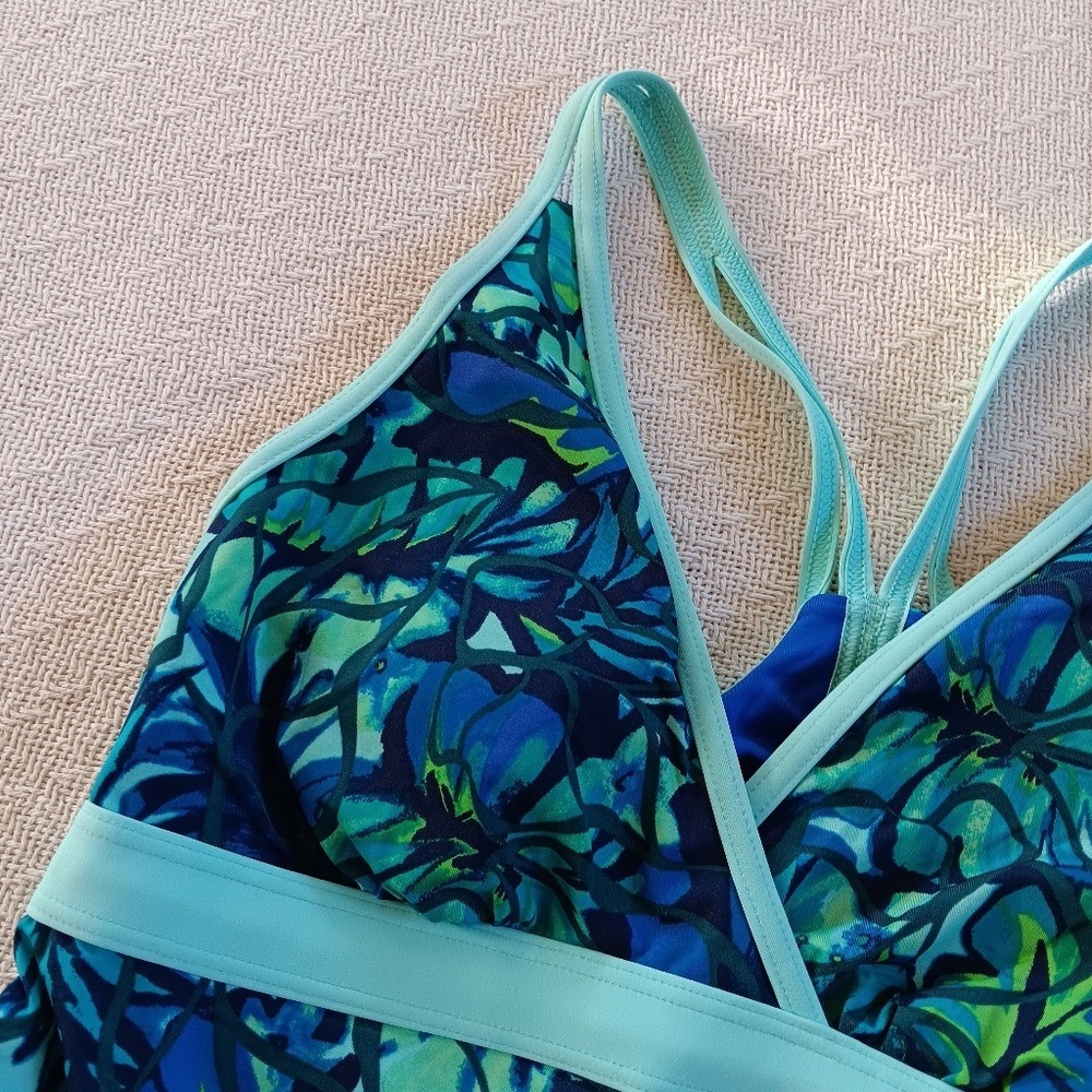 ll bean tankini swim top 4 floral tropical coastal mermaid beachy vacation