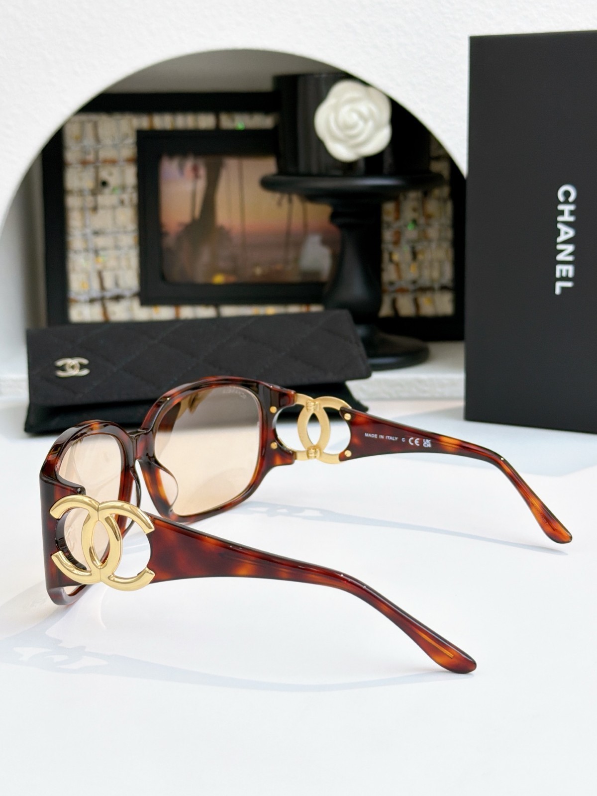 Chanel 6014 Designer Sunglasses Women Vintage Tortoise Frame CC Mark Luxury