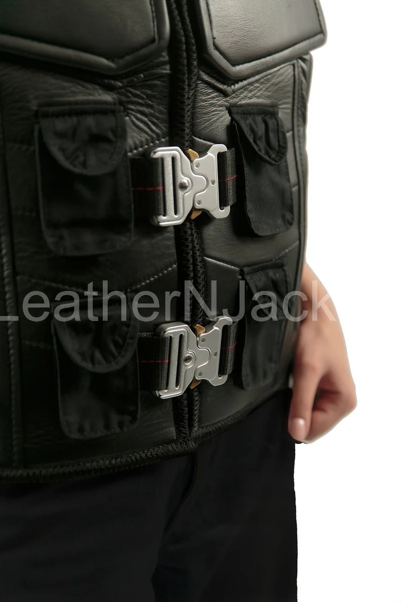Mens Blade Wesley Snipes Trinity Cosplay Tactical Black Leather Vest Costume