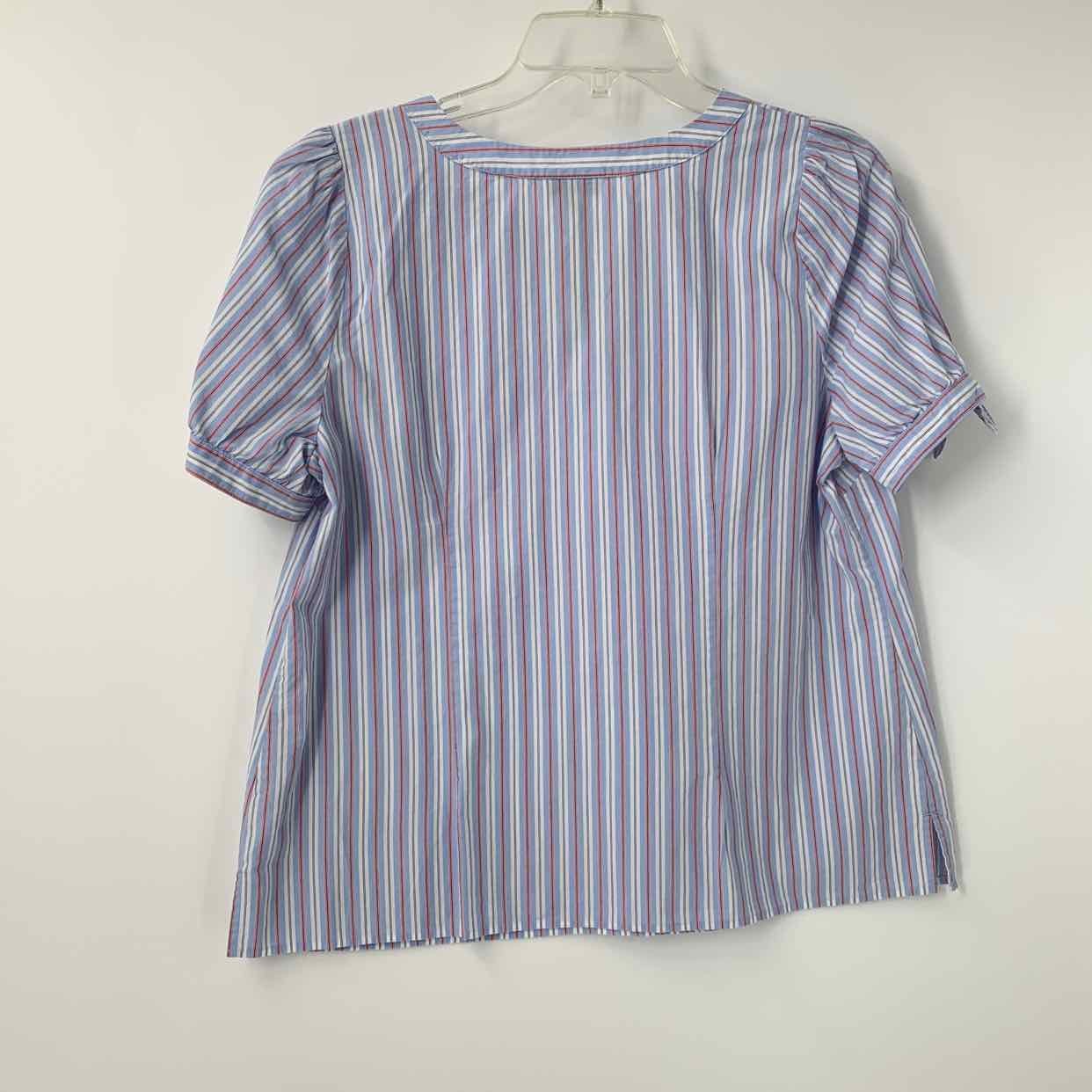 Size LARGE TALBOTS Red Blue Stripe Casual Top