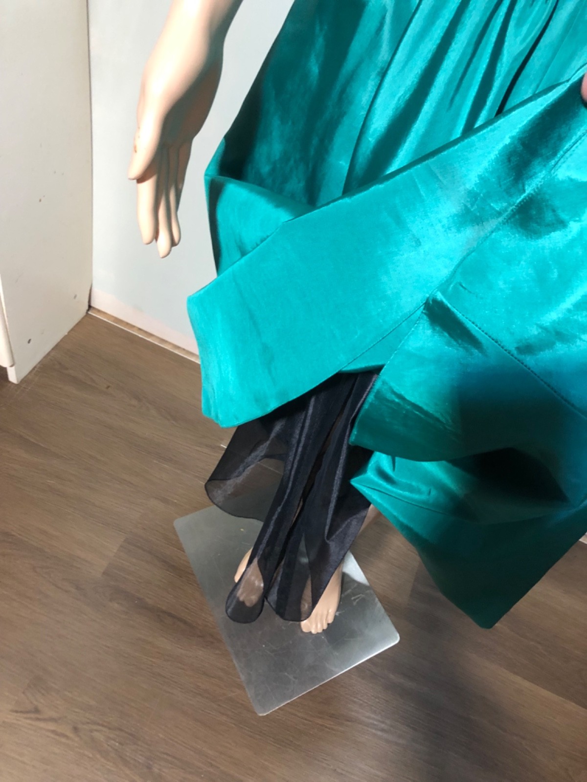 Vintage 80s Liz Claiborne Teal Taffeta Strapless Prom Party DressSweetheart XS