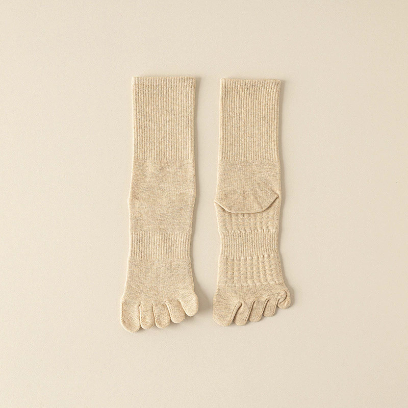 Women Crew Ankle Five Finger Toe Solid Casual Mesh Color Sport Cotton Sock 5Pack
