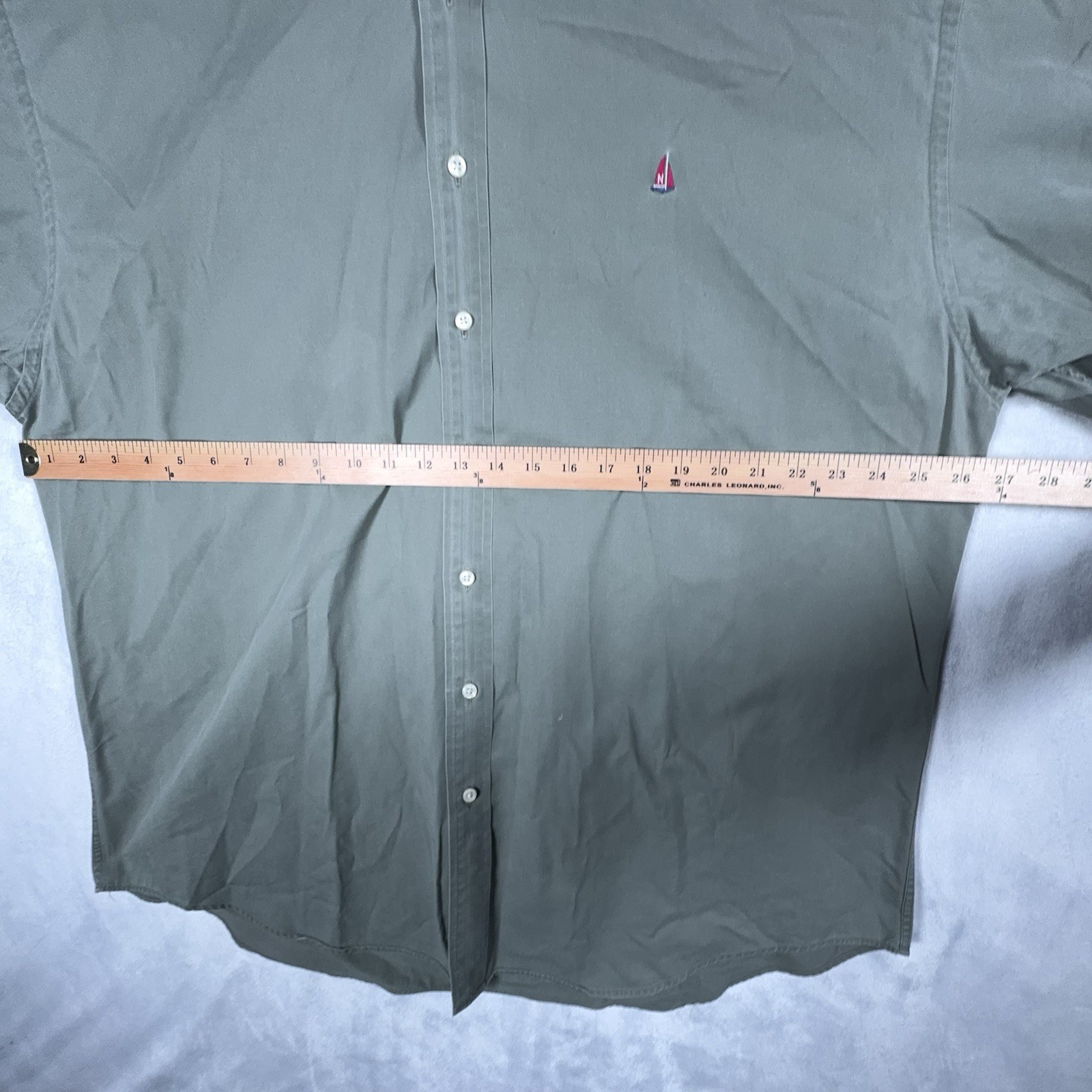 Norsport Button Down Shirt Men’s XL Tall Long Sleeve Cotton Green Nautical Logo