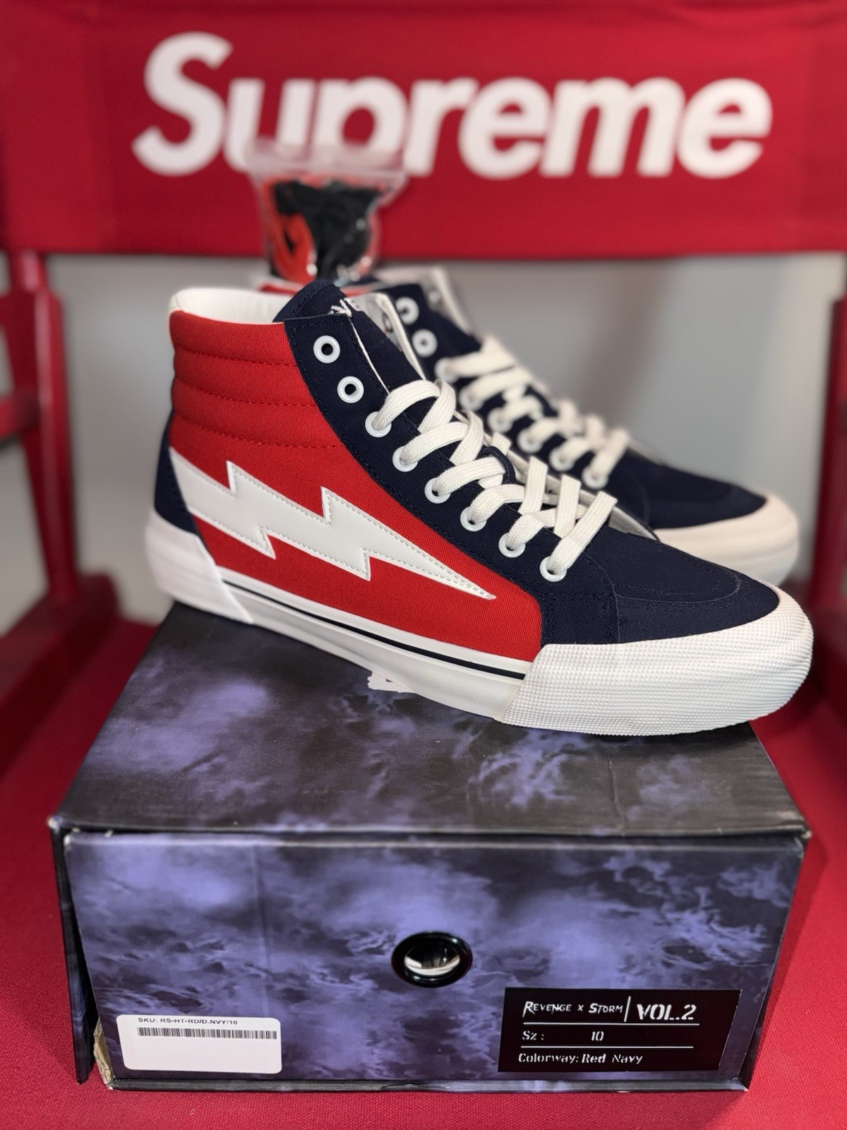 REVENGE x STORM Vol. 2 High Top Shoes Red / Dark Navy Men’s Sz 10