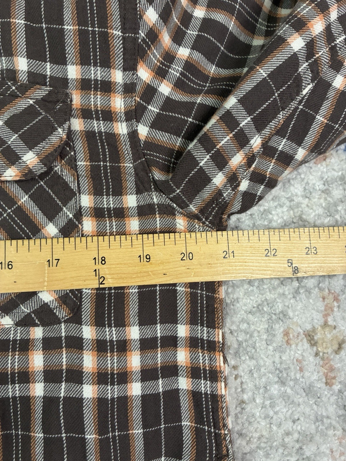 Wrangler Mens Quilted Lined Flannel Shirt Jacket Brown Plaid Shacket Small