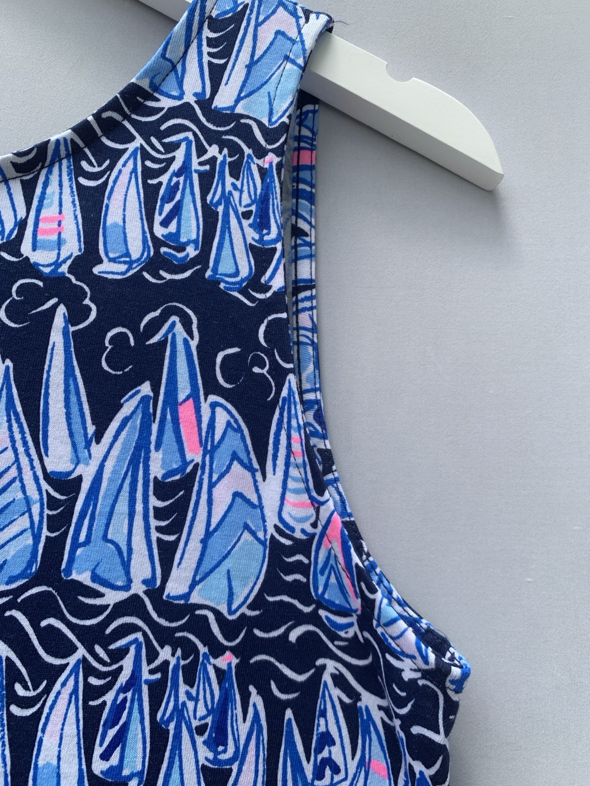 Lilly Pulitzer Dress Medium Blue Sleeveless Kristen Swing Sails Stripes