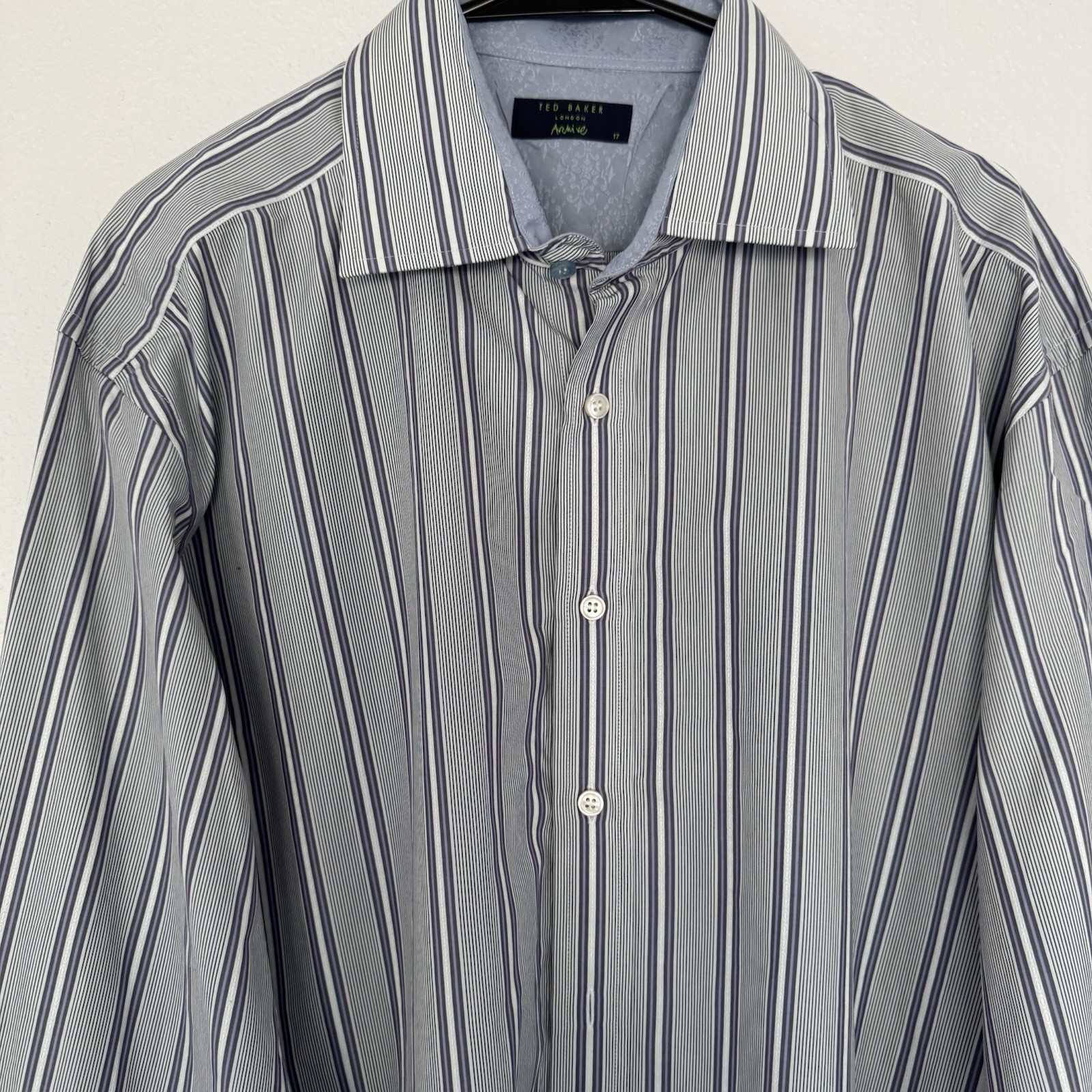 Ted Baker London Cotton Striped Button Down French Cuffs Shirt SZ 17.5 -32/33