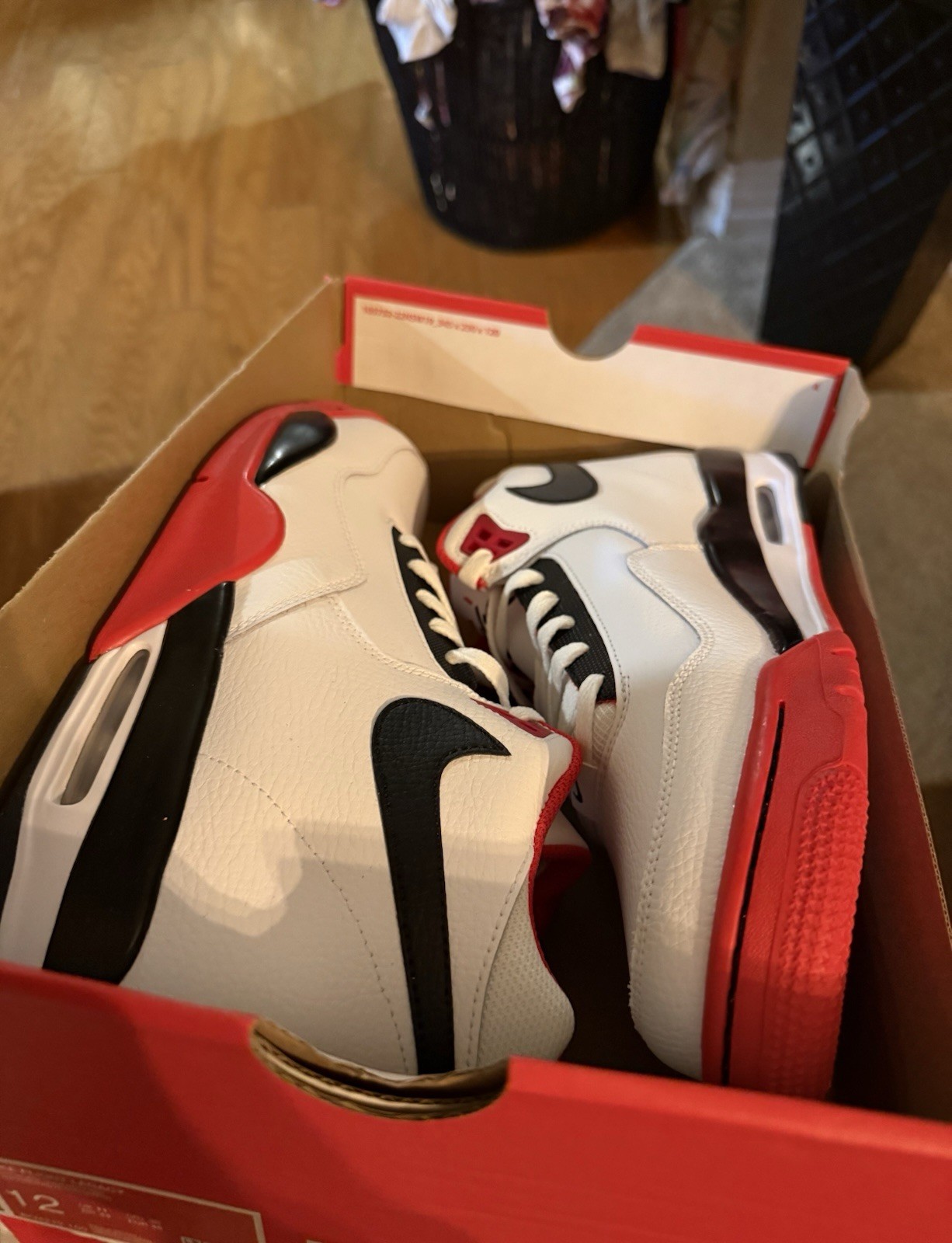 Nike Air Flight Legacy Black White Red Sneakers Retro OG BQ4212-100 Mens Size