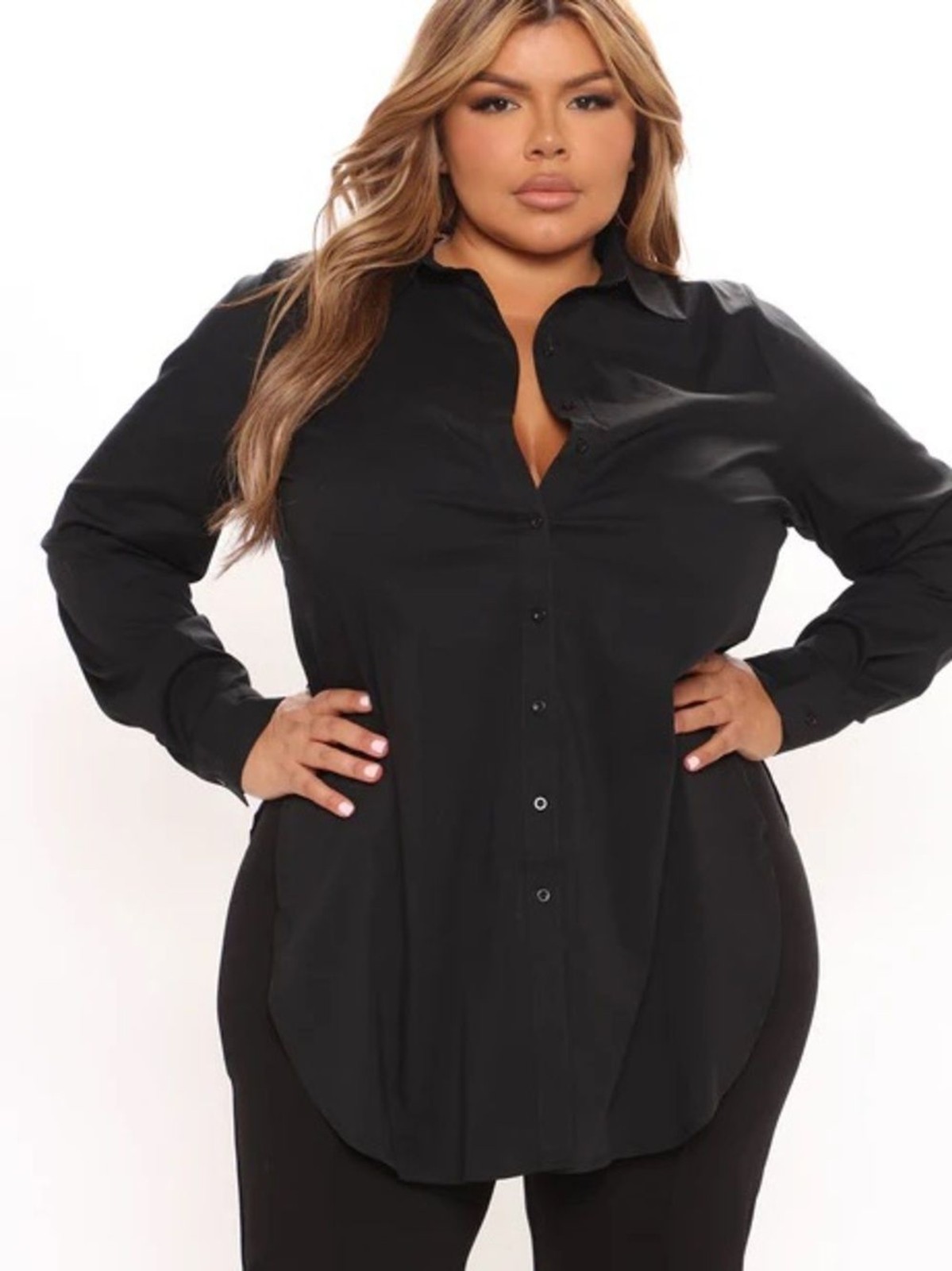 Women’s FashionNova plus classic Black Button-Up Shirt size 1X