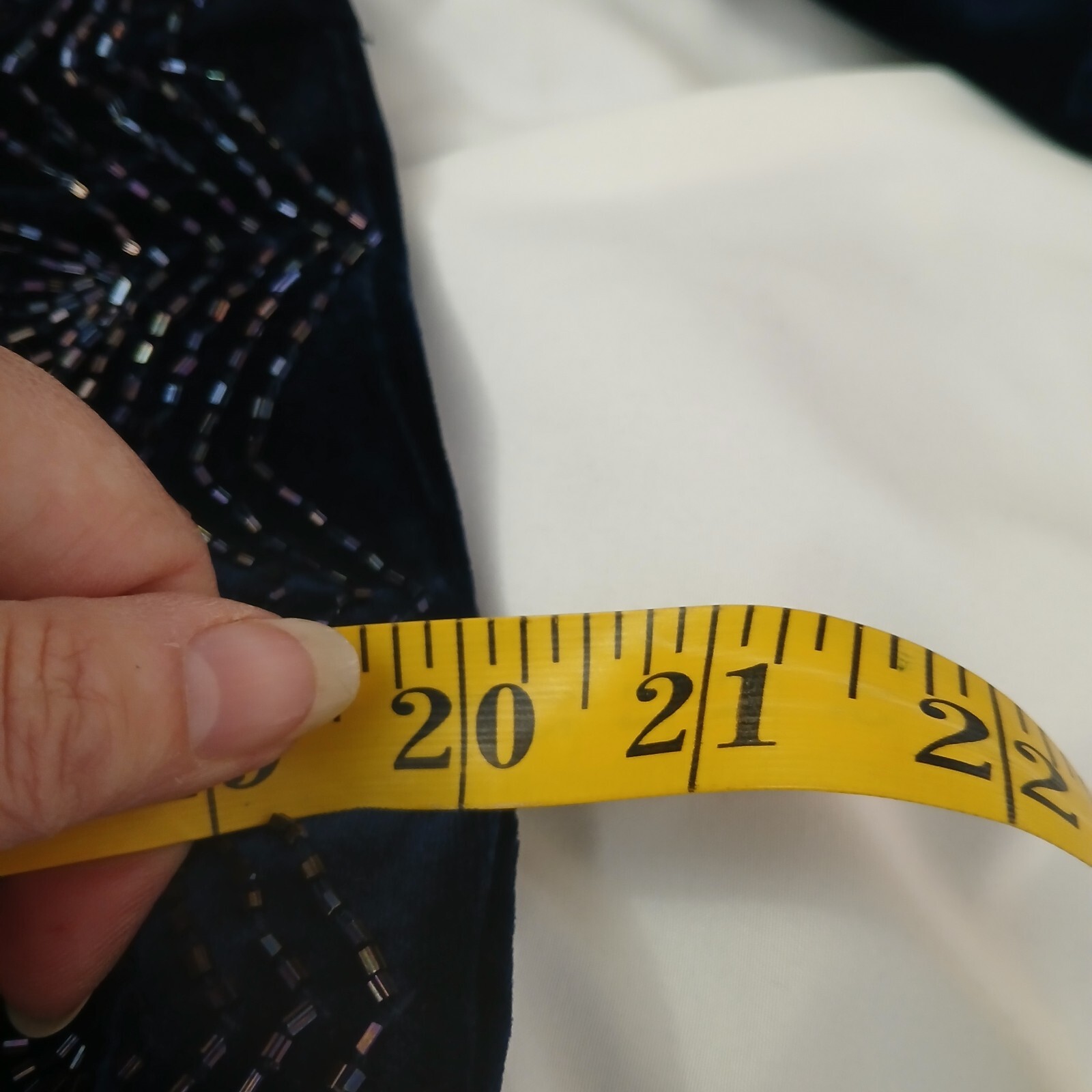 VTG BLUE VELVET BEADED COCKTAIL DRESS – HOLIDAY EVENING WEAR