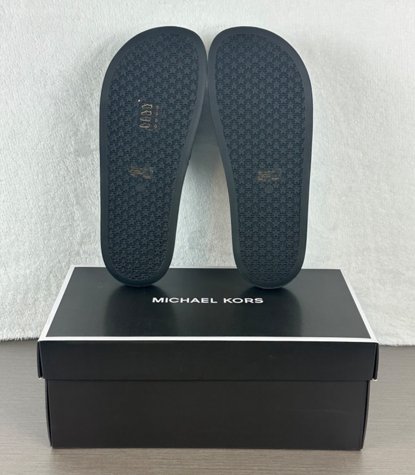 Michael Kors Men’s Black Dawson Signature Logo Slide Sandals Size 10 NWB