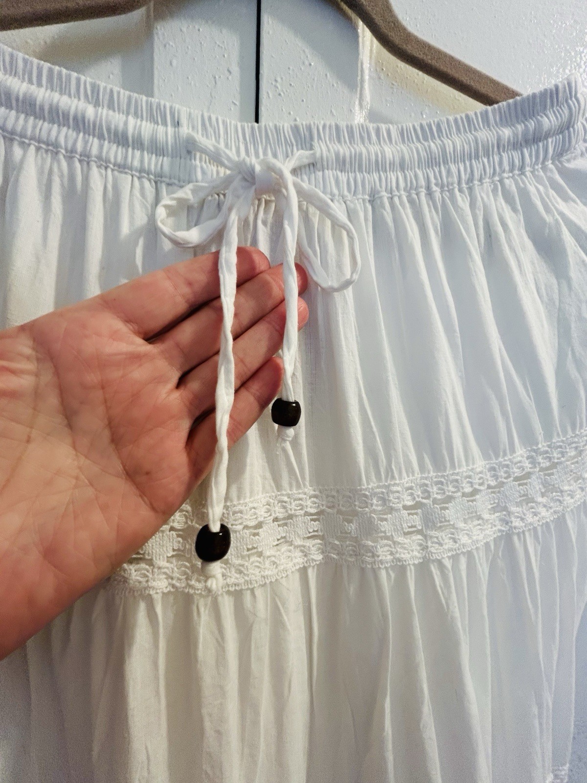 Small/Medium/ Large New White Cotton Eyelet Lace Tiered Aline Skirt Lined