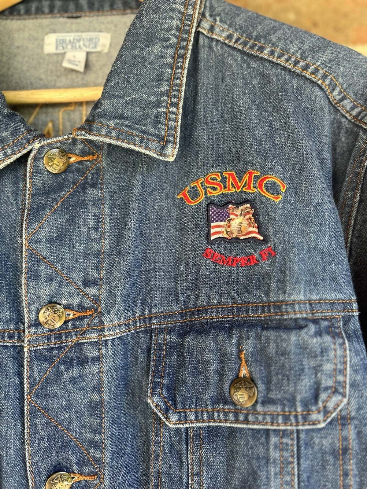 Early 90s true vintage hand made marines denim jacket with marine patches!!!