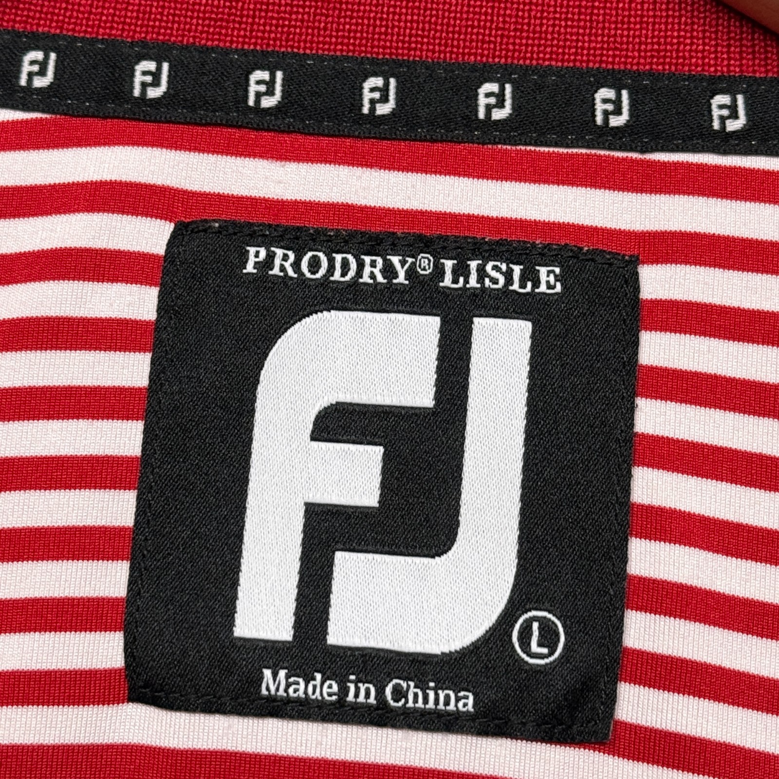 Footjoy Polo Shirt Mens Large Red Striped Prodry Lisle US Amateur Performance