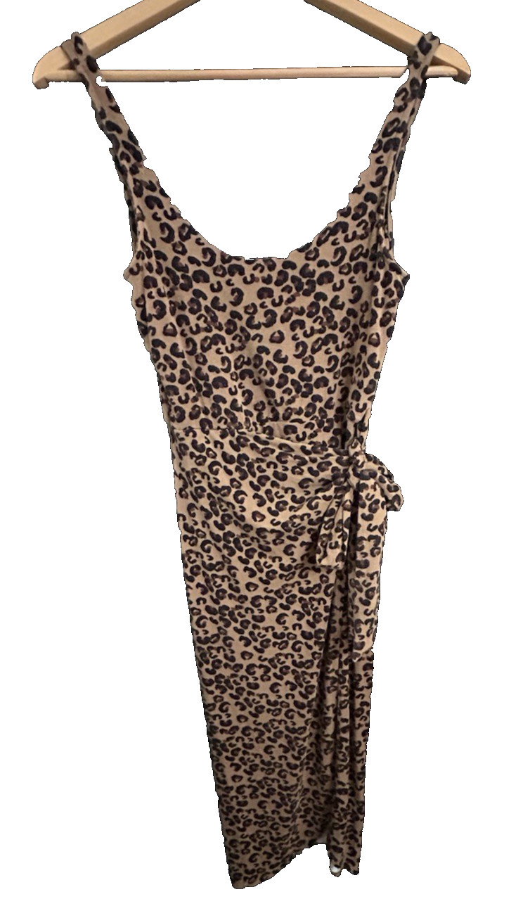 Sugar Lips Leopard Knit Dress Size X Small Wrap-Resort/Beach