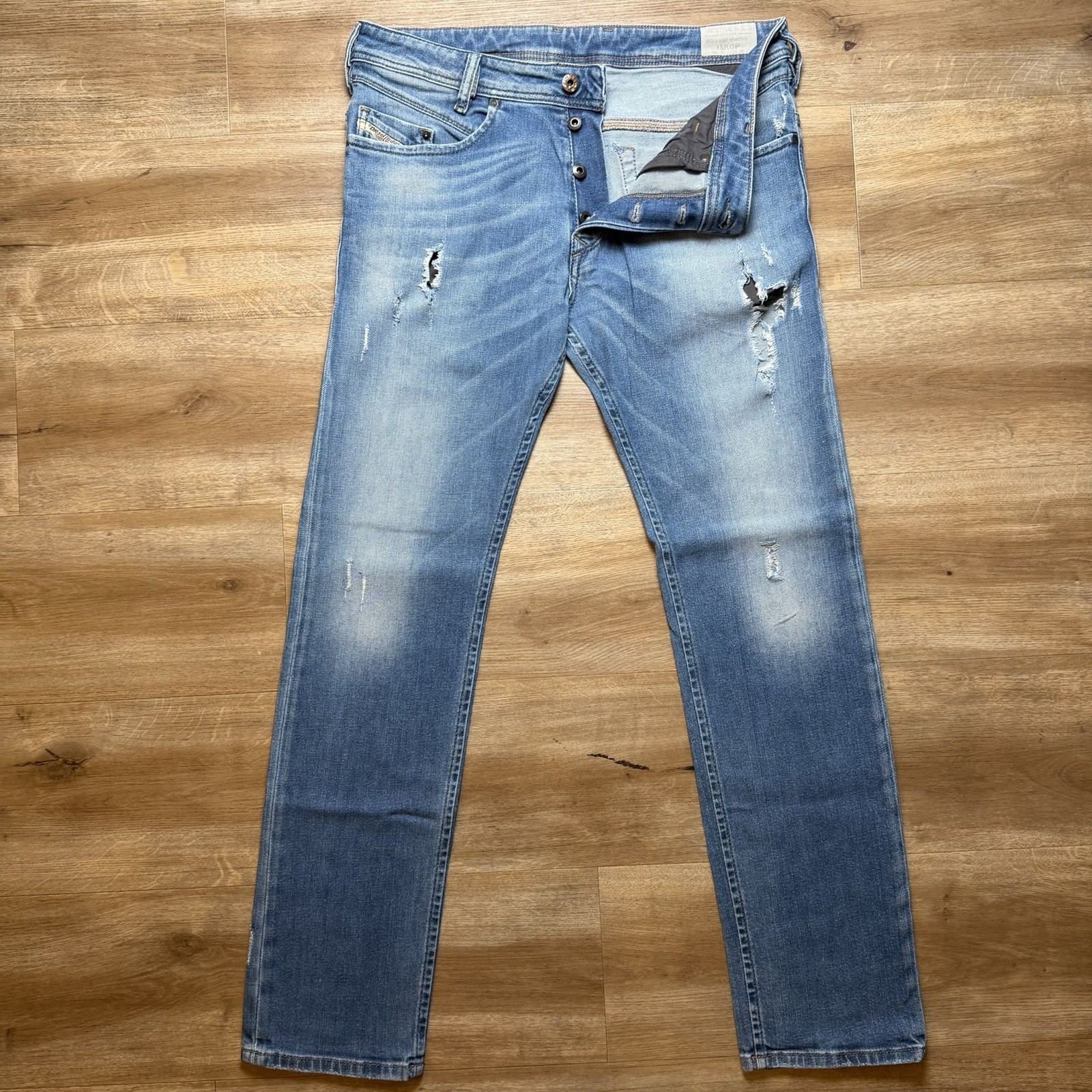 Diesel Iakop Jeans Men 31×30 Blue Slim Tapered Stretch Medium Wash Faded 0608F