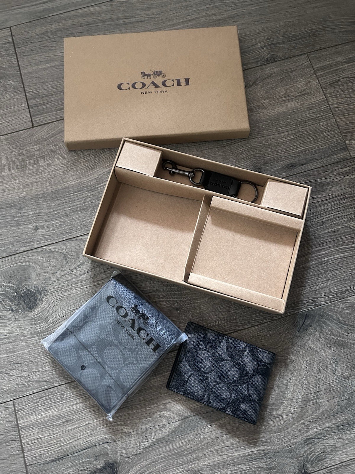 👜Coach👜 Men’s 3-in-1 Wallet Boxed Gift Set Signature Black/Black Fast Ship ✈️