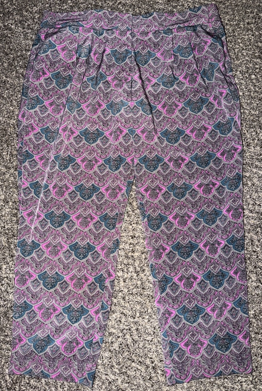 The Limited Womens Size 16 Ankle Pants Pink Teal Medallion Paisley Print Career