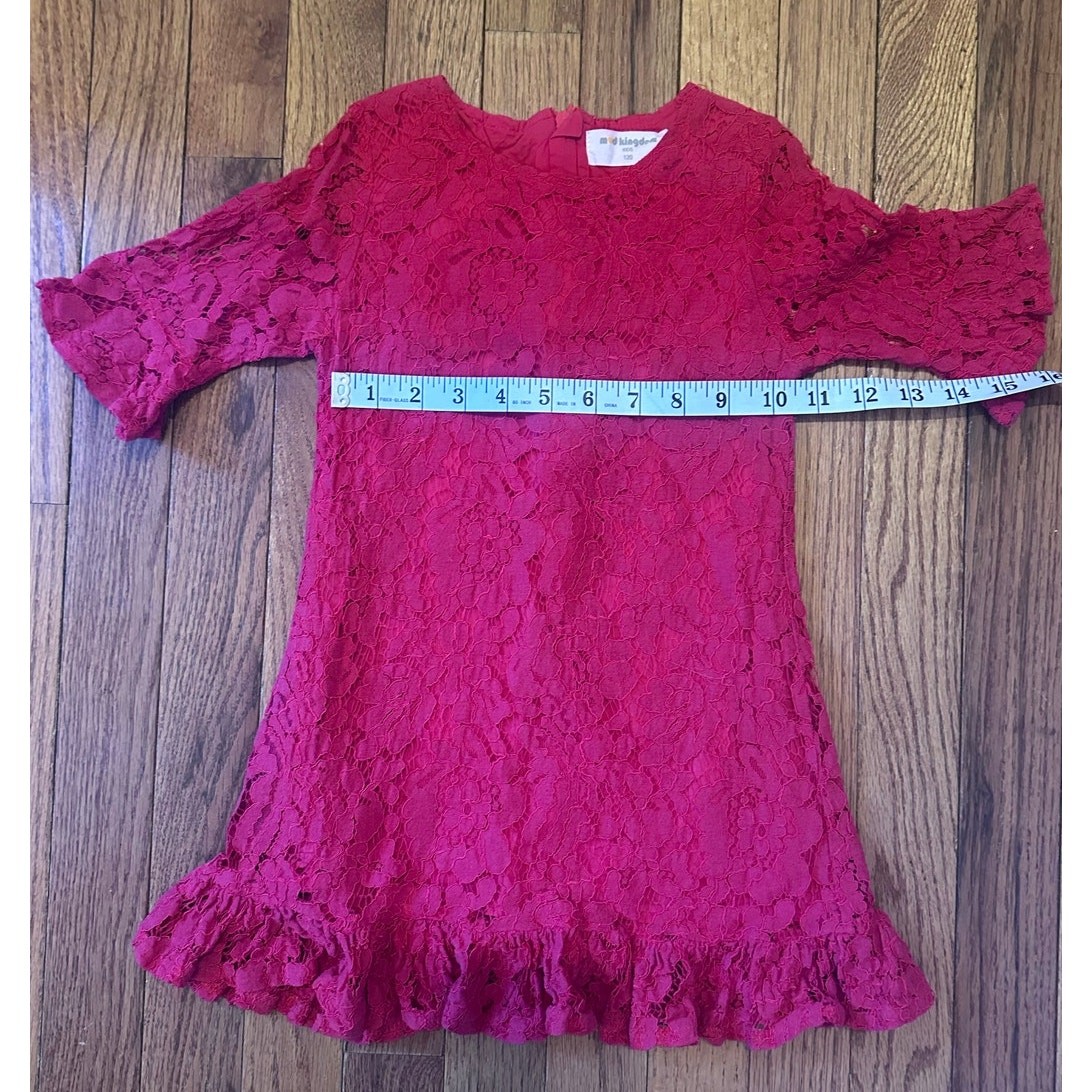 Mud Kingdom Girls Dress Red Lace dress size 5 *Brand size chart in photos