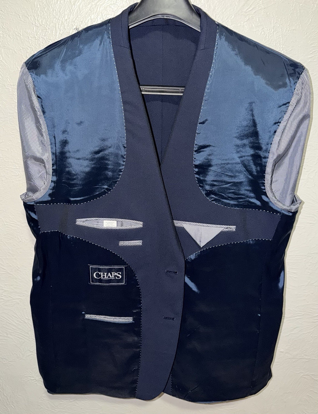 Chaps Men’s 46R Solid Blue 2 Button Blazer Suit Jacket
