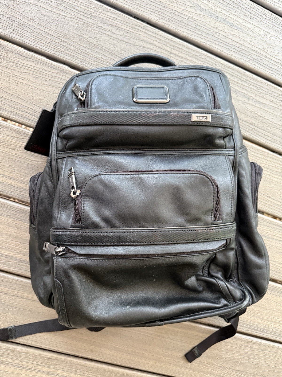 Tumi Black Leather Backpack