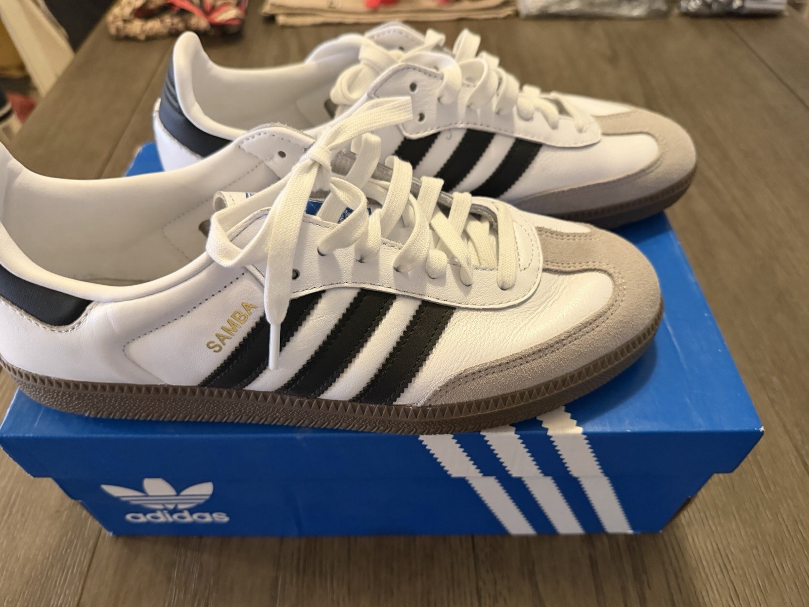 Adidas Samba Men’s Size 10.5 Cloud White Core Black Clear Granite B75806