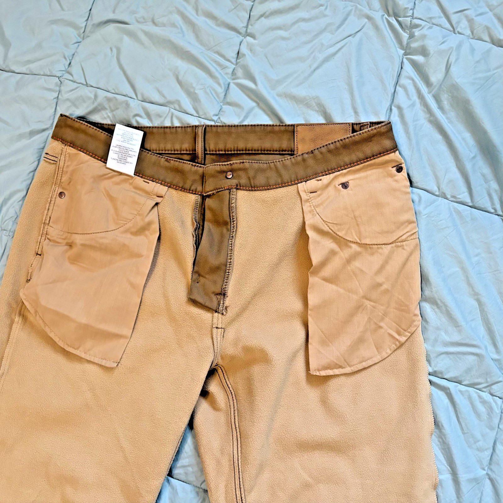 Vtg 40×30 Fleece Men Weatherproof Lined Stretch Canvas Brown Pants Item 1078078