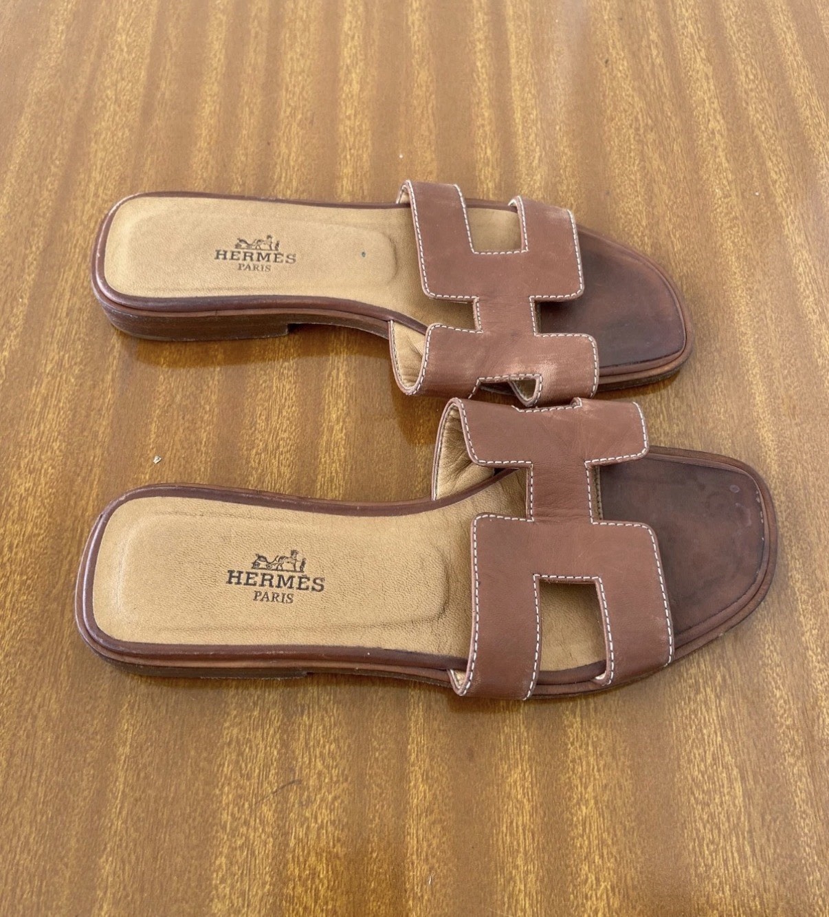 Hermes Oran Leather Sandals 34