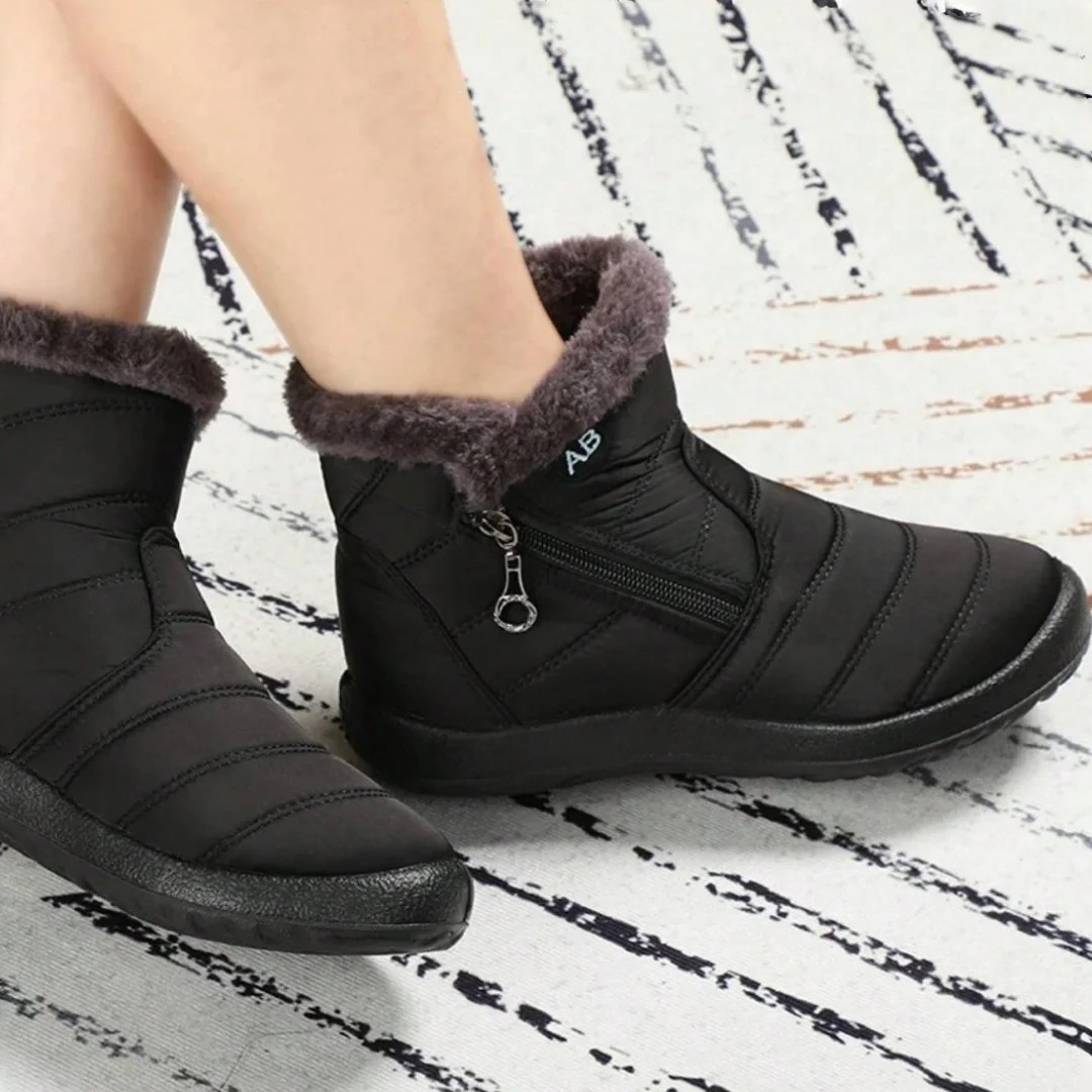 Men Women’s Waterproof Snow Boots Warm Fur Lined Ankle Boots Winter Shoes Zip Up