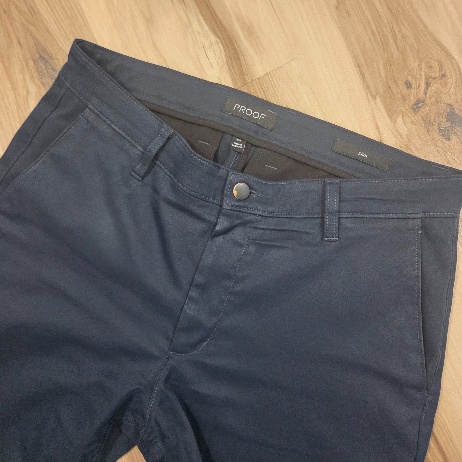 Proof Rover Pants Mens 33 Slim Fit Navy Blue Slate Technical Chino Trousers