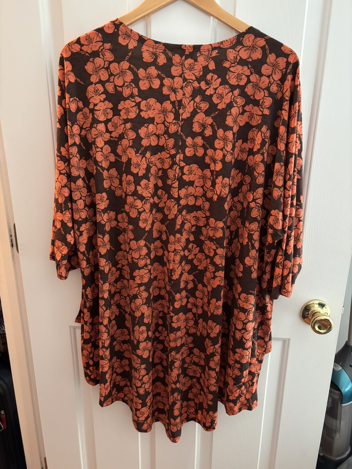 Lularoe Womens Floral Print Lindsay Kimono NWT L brown and orange