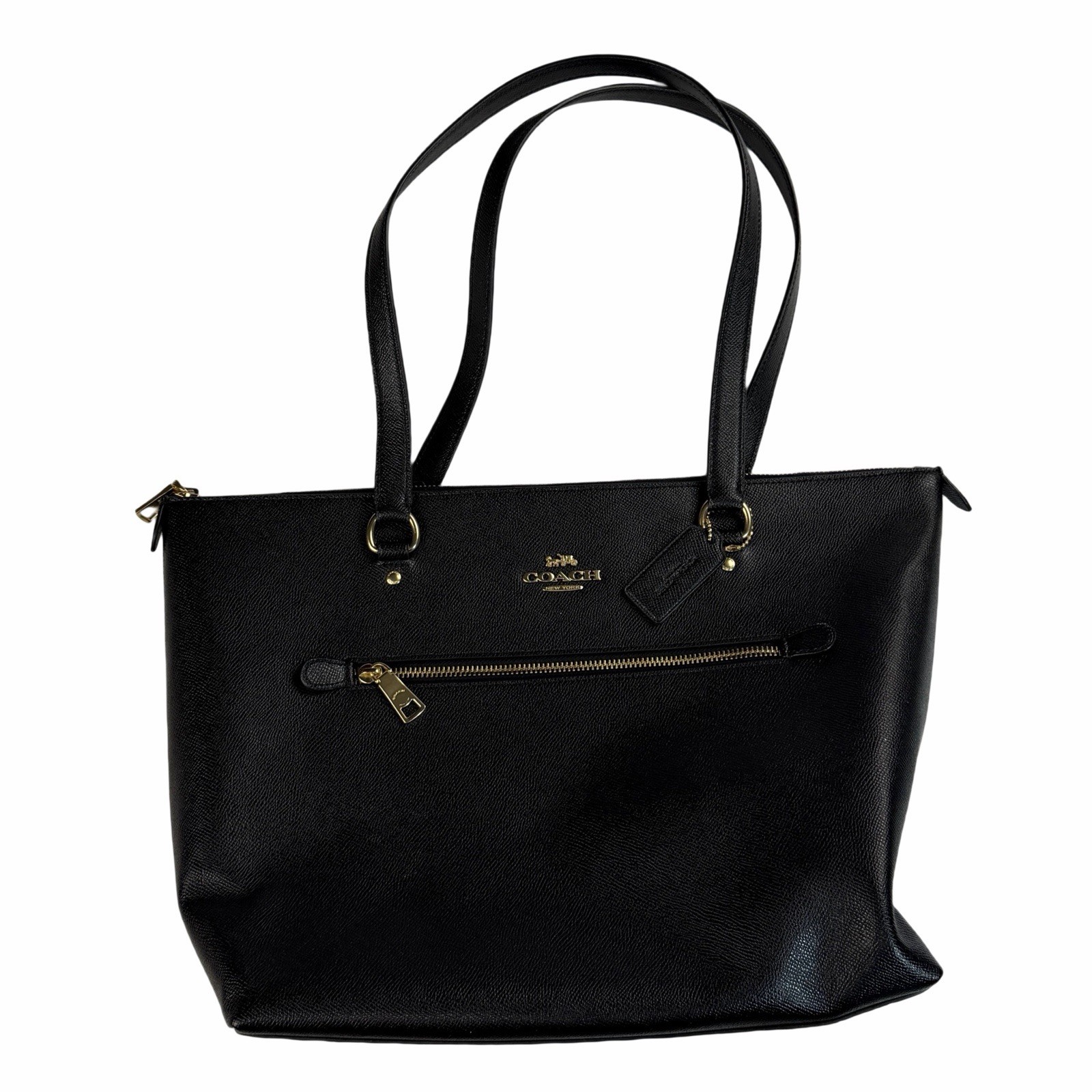 COACH GALLERY TOTE Black Crossgrain Leather Gold Hardware F79608 NWT $350
