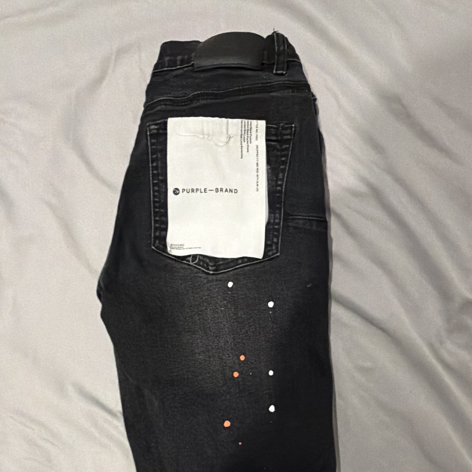 Purple Brand Men’s Black Dark Wash Slim Skinny Distressed Denim 5-Pocket Jeans