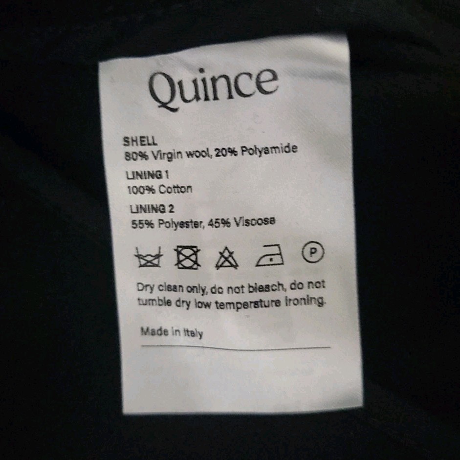 Quince Mens S NWT Italian Wool Blend Peacoat Double Breasted Minimal Solid Black