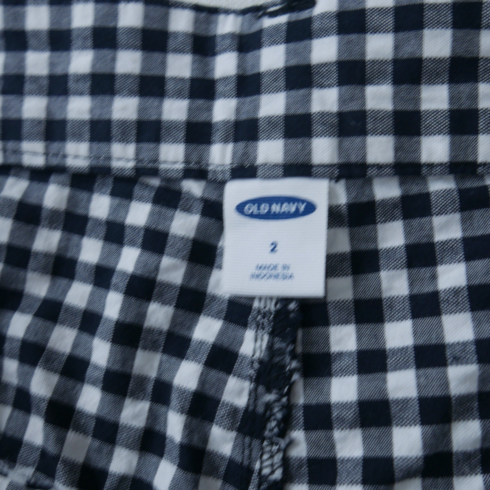 Preppy Old Navy Womens Sz 2 Tie Front Gingham Black White Mid Rise Chino Short