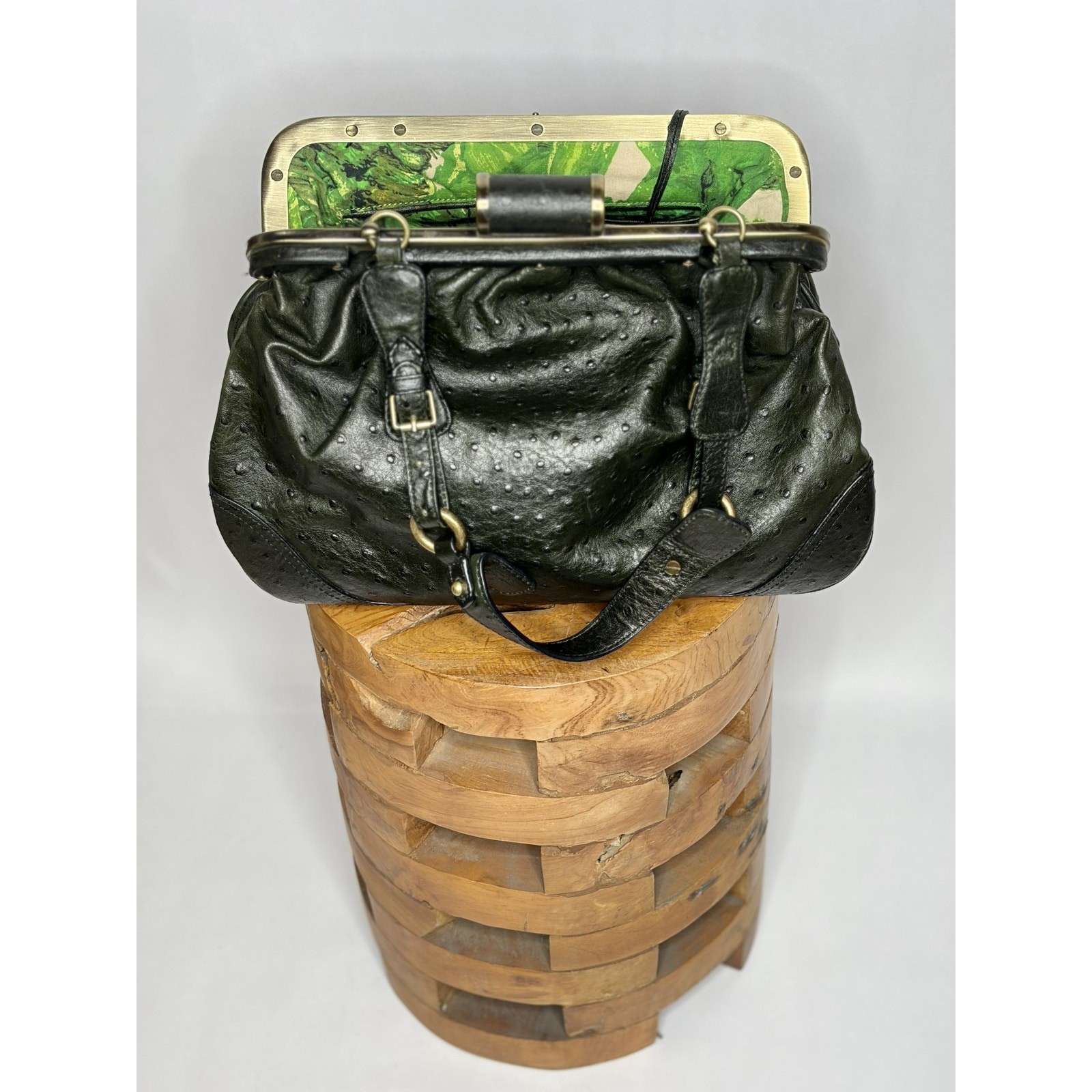 Tracy Reese New York Black Embossed Leather Doctor Bag Satchel Frame Handbag